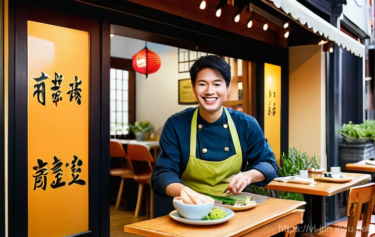 JLPT 취득 후 일본 내 스타트업 도전 사례 - A determined young Vietnamese adult, dressed in smart business casual attire, stands in a vibrant, m...