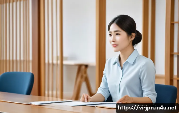 JLPT와 일본 내 고급 직무 도전 사례 - A professional Vietnamese woman in business casual attire, wearing modest, neat clothing, attentivel...