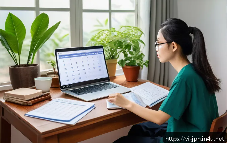 JLPT 시험 공부 커리큘럼 작성법 - A cozy study room in a Vietnamese home, with a young Vietnamese adult studying Japanese language mat...