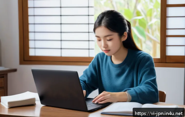 JLPT 시험의 중장기적인 학습 전략 - A focused Vietnamese student studying Japanese language in a cozy, modern home study room, surrounde...