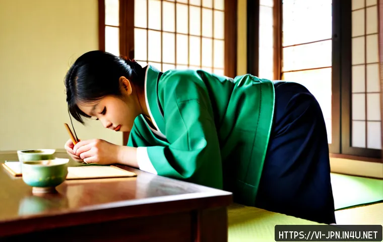 Home 17 JLPT와 일본 전통 예술과의 연관성 - Photorealistic Vietnamese university student studying Japanese language with a JLPT-style practice b...